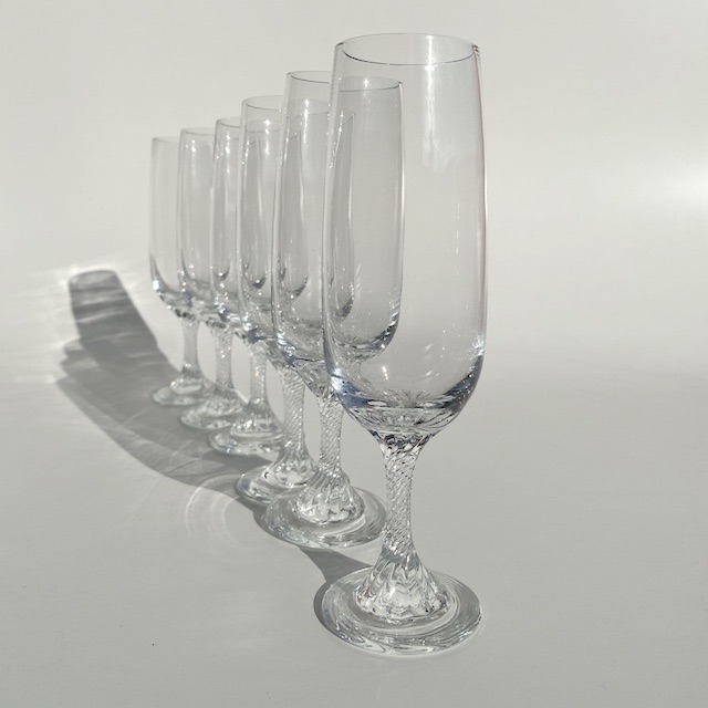 GLASSWARE, Champagne Flute - Crystal w Twist Stem